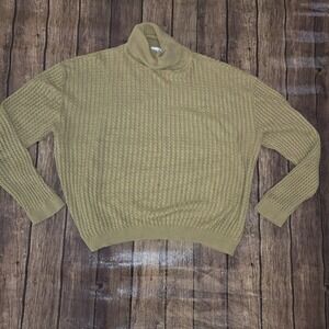 Vintage Barry Bricken Cable Knit Turtleneck Sweater Mens L Camel 100% Silk